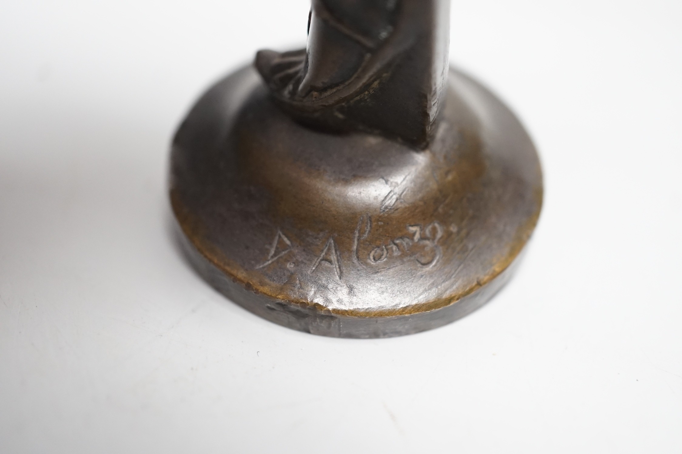 Dominique Alonzo, brown patinated bronze figure of an Egyptian Dancer, signed, c.f. Catley pg. 39 for a similar model, 15cm